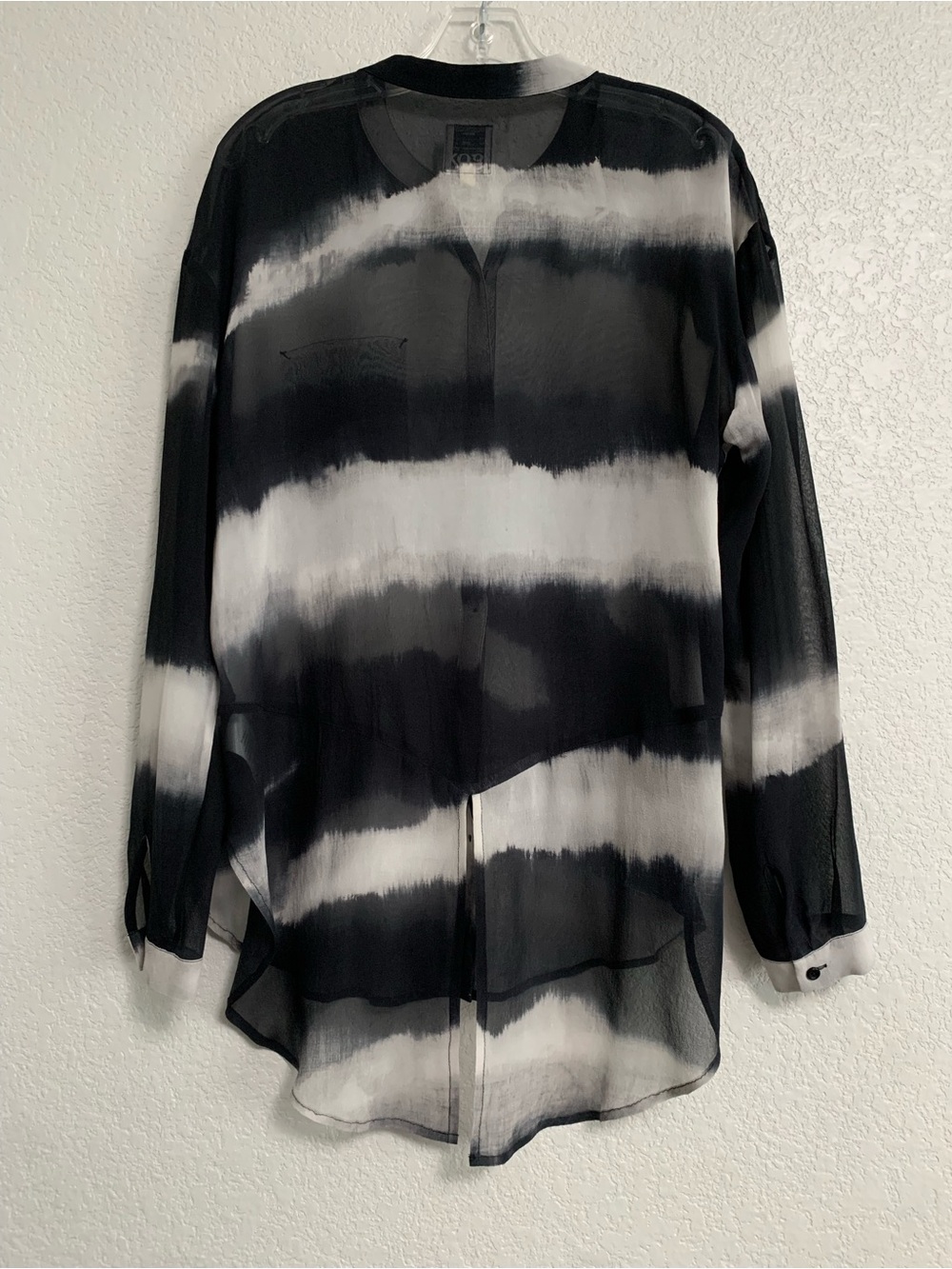 Go Silk Top Blouse Womens M Silk Tie Dye Button Up Tunic Sheer Boho Beach Artsy - Picture 2 of 16